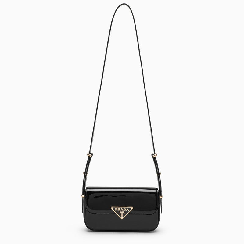 Prada Black Patent Leather Shoulder Bag Women