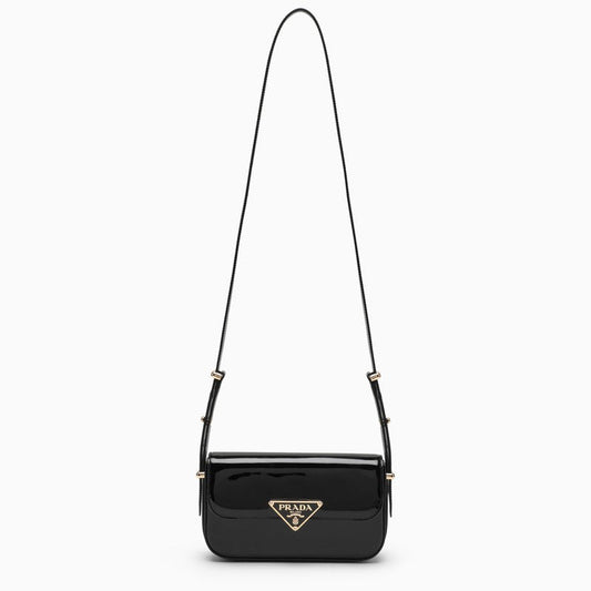 Prada Black Patent Leather Shoulder Bag Women