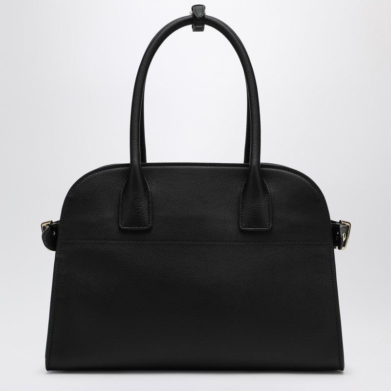Prada Medium Black Leather Shopping Bag With Buckles Women