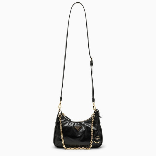 Prada Re-Edition 2005 Black Patent Leather Bag Women