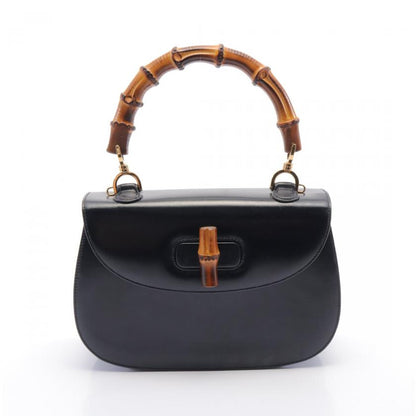 Gucci Bamboo Handbag Leather Black