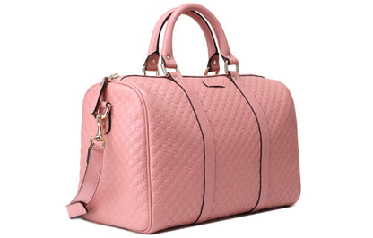 (WMNS) GUCCI Logo Embossing Cowhide Large Capacity Boston handbag Pink 449646-BMJ1G-5806