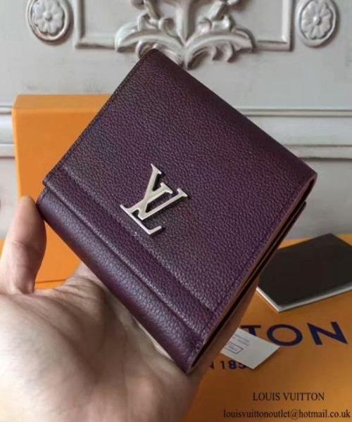 Louis Vuitton LockMe II Compact Wallet Taurillon Leather Prune<