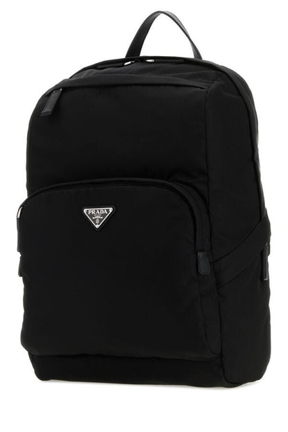 Prada Man Black Re-Nylon And Leather Backpack