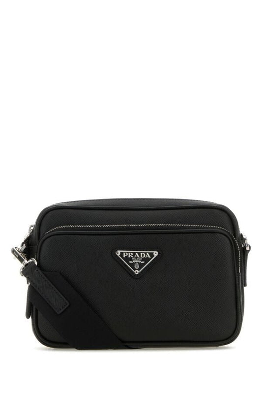 Prada Man Black Leather Crossbody Bag