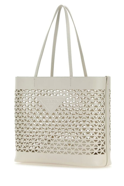 Prada Woman White Leather Shopping Bag