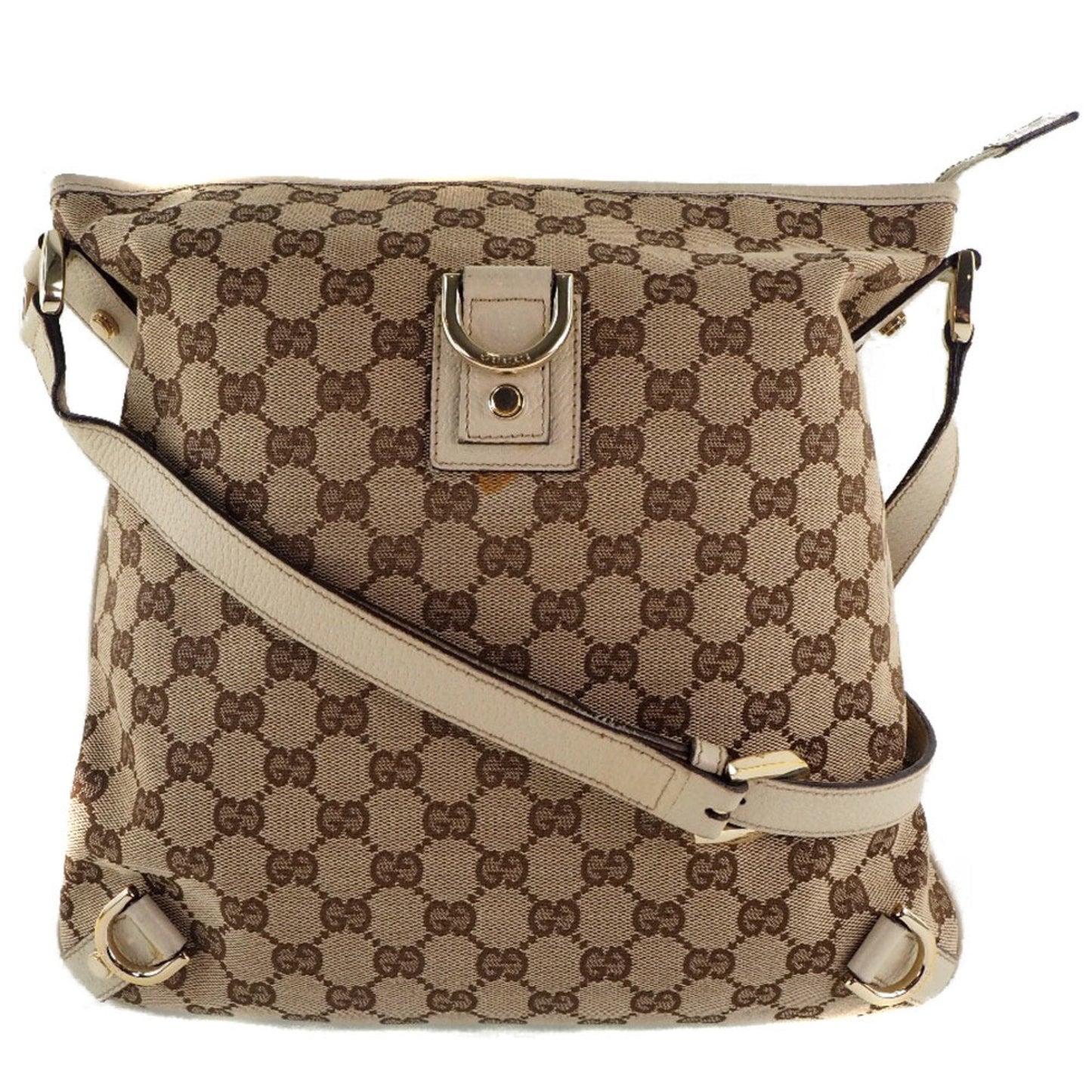 Gucci 131326 GG Canvas x Leather Beige Women's Shoulder Bag