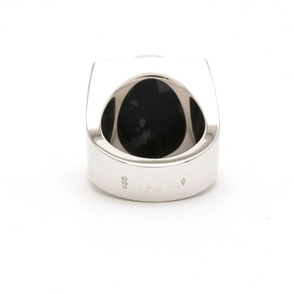 LOUIS VUITTON Chevalier Snow Flow Ring SV925 Silver Obsidian #13 No. 13 M64903
