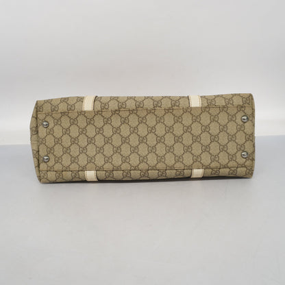 Gucci Tote Bag 114595 Women's GG Supreme Tote Bag Beige,White