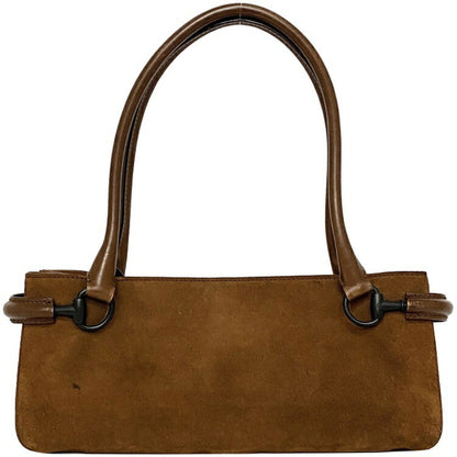 Gucci Handbag Brown Horsebit 101345 Leather Suede GUCCI Women's Bag