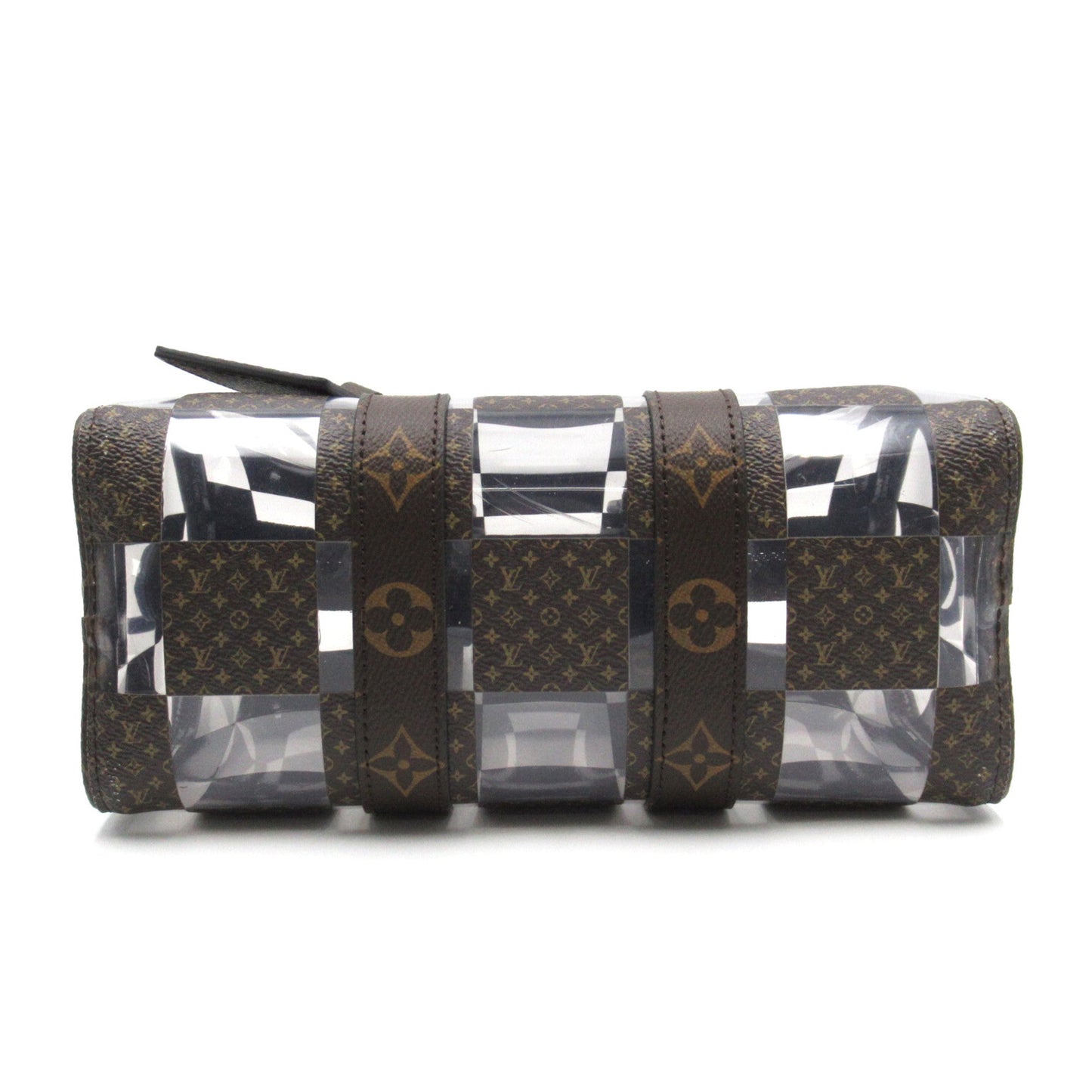 LOUIS VUITTON Keepall Bandouliere 25 Brown Clear PVC coated canvas Monogram Chess M20872