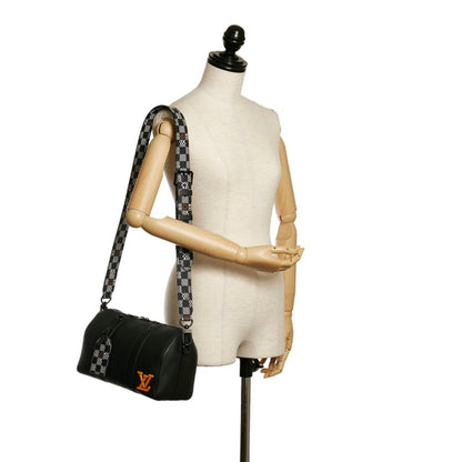 Louis Vuitton Damier Distorted City Keepall Shoulder Bag M57417 Black Grain Leather Men's LOUIS VUITTON