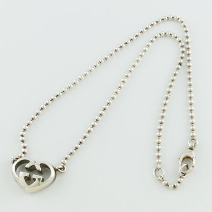 Gucci SV925 Necklace Heart GG Interlocking G Silver Ladies 925