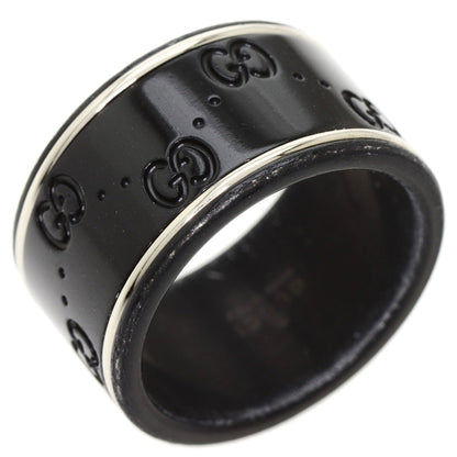 Gucci Icon Wide Black Corundum #12 Ring K18 White Gold Ladies GUCCI