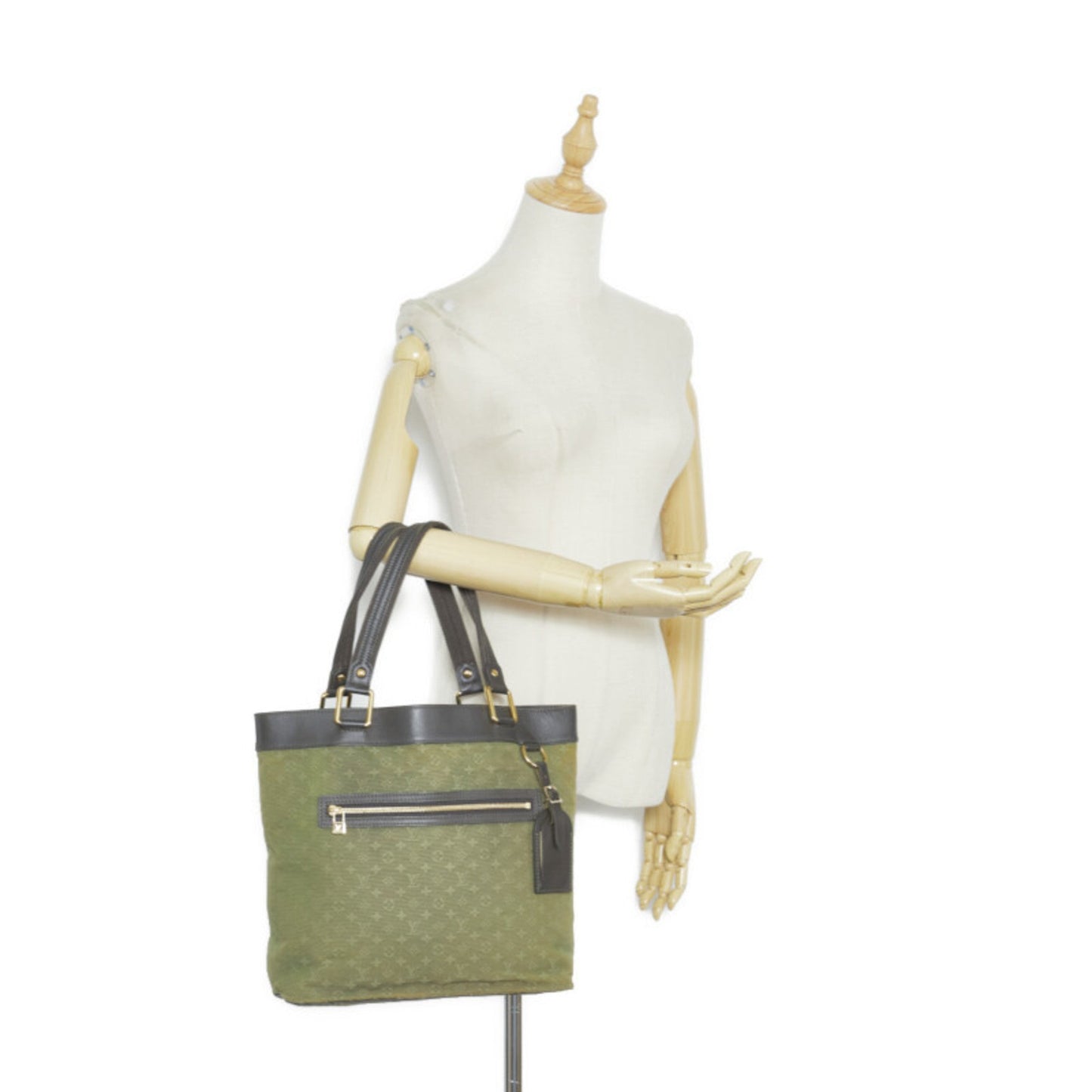 LOUIS VUITTON Monogram Lucile GM Tote Bag Shoulder M92681 Green Dark Brown Canvas Leather Women's