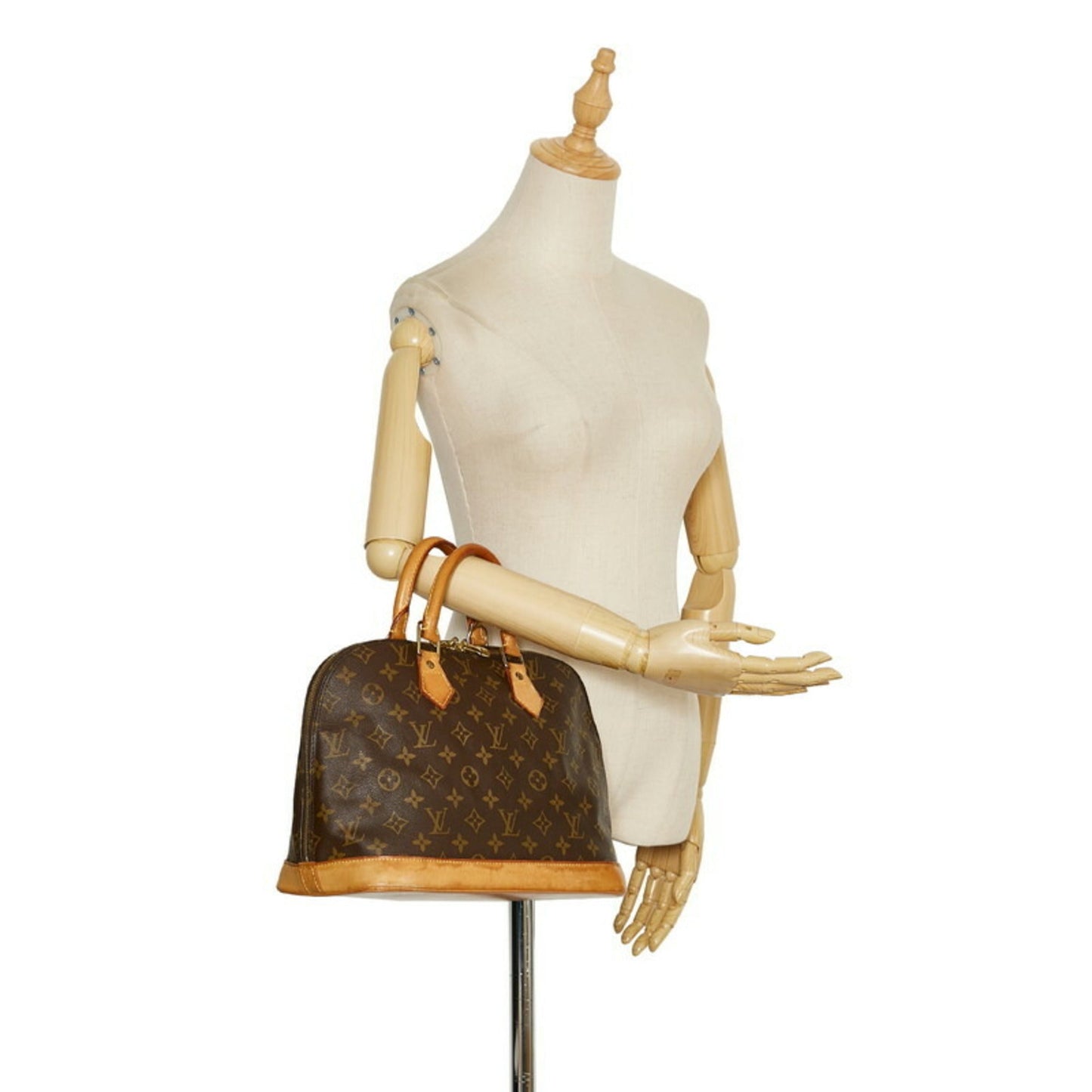 LOUIS VUITTON Monogram Alma PM Handbag M51130 Brown PVC Leather Ladies