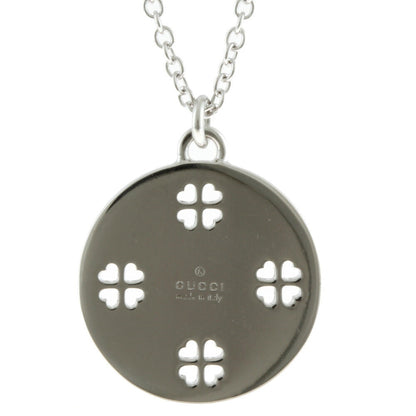 Gucci K18WG Necklace GG Icon Diamond Heart Clover Silver Ladies 18K K18 White Gold Accessory