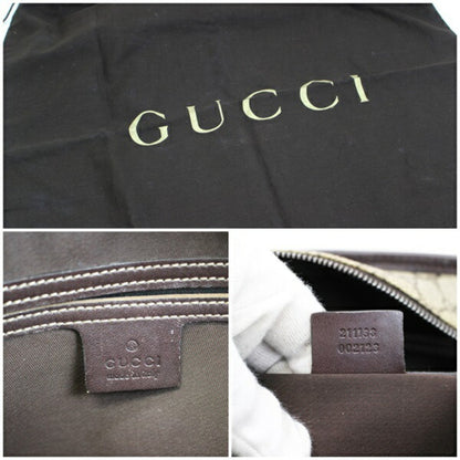Gucci GG Supreme Plus Tote Bag Shoulder 211138 PVC x Leather Beige Dark Brown GUCCI Women's Men's Attached