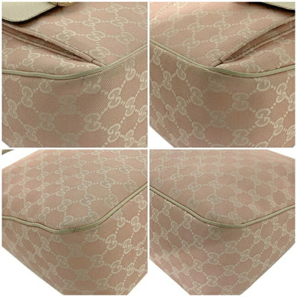 Gucci Bag Pink White Abbey 153025 Canvas Leather GUCCI Ladies GG
