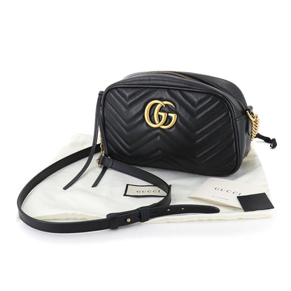 Gucci GG Marmont Quilted Small Chain Shoulder Bag Leather Black 447632