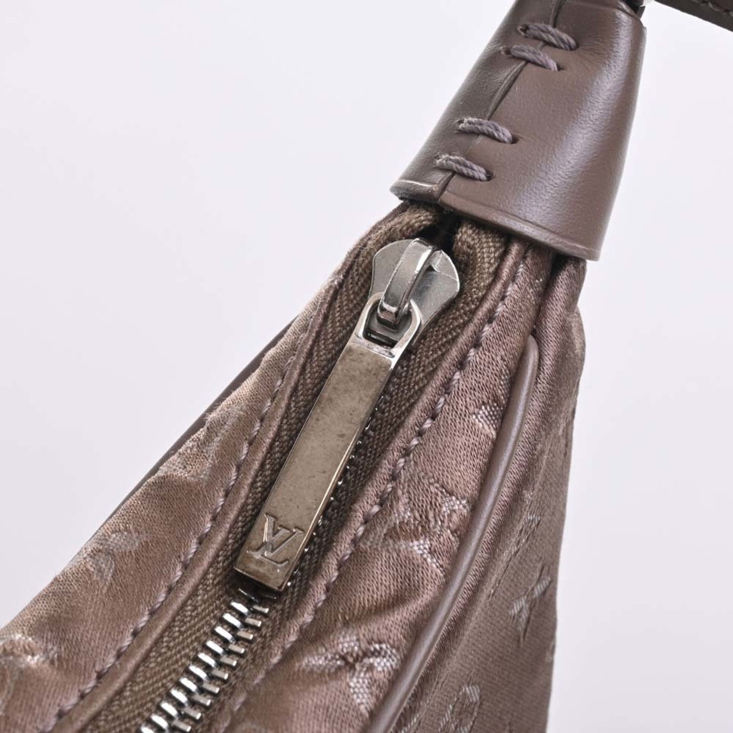 LOUIS VUITTON Monogram Satin Little Boulogne Handbag M92143 Brown Women's