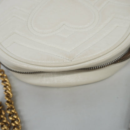 Gucci Shoulder Bag GG Marmont 550154 Leather Ivory Gold metal