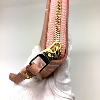 LOUIS VUITTON Zippy Wallet M81645 Leather Implant Rose Trianon Claim Gold Hardware Round Zipper Long Women's