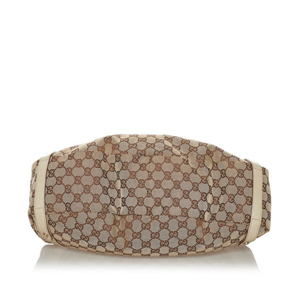 Gucci GG Canvas Handbag 130736 Beige Leather Ladies GUCCI