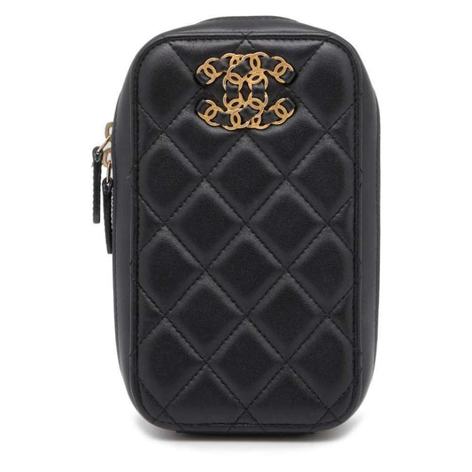 Chanel Chain Shoulder Bag 19 Coco Mark Matelasse Lambskin CHANEL Pochette Black