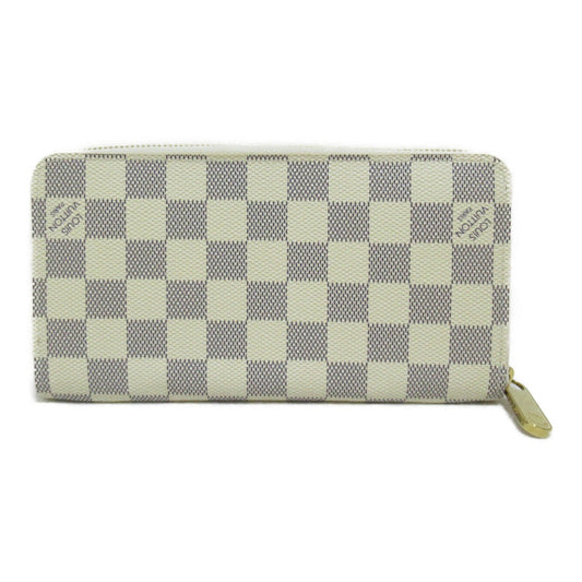 LOUIS VUITTON Zippy Wallet Round Long Wallet Ivory Damier Azur PVC coated canvas N60019