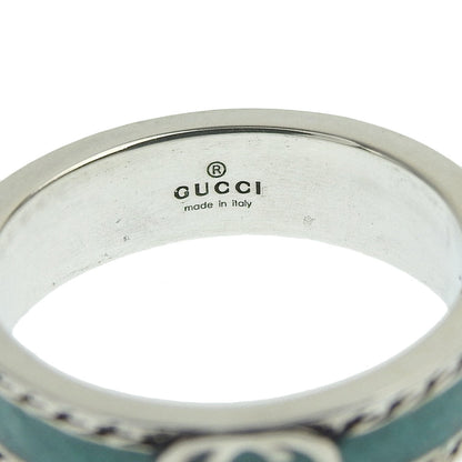 Gucci interlocking G turquoise enamel textured trim ring SV925 # 23 22