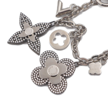 LOUIS VUITTON bijoux sack shenne key holder M64266 metal rhinestone silver bag charm ring monogram flower