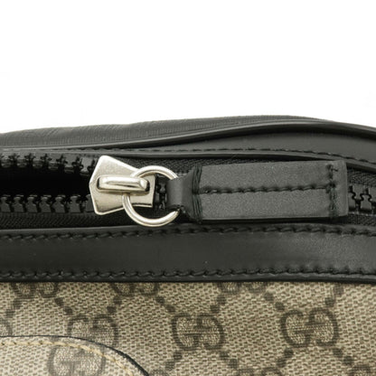 Gucci GG Supreme Body Bag Waist Pouch Hip Leather Beige Black 523309