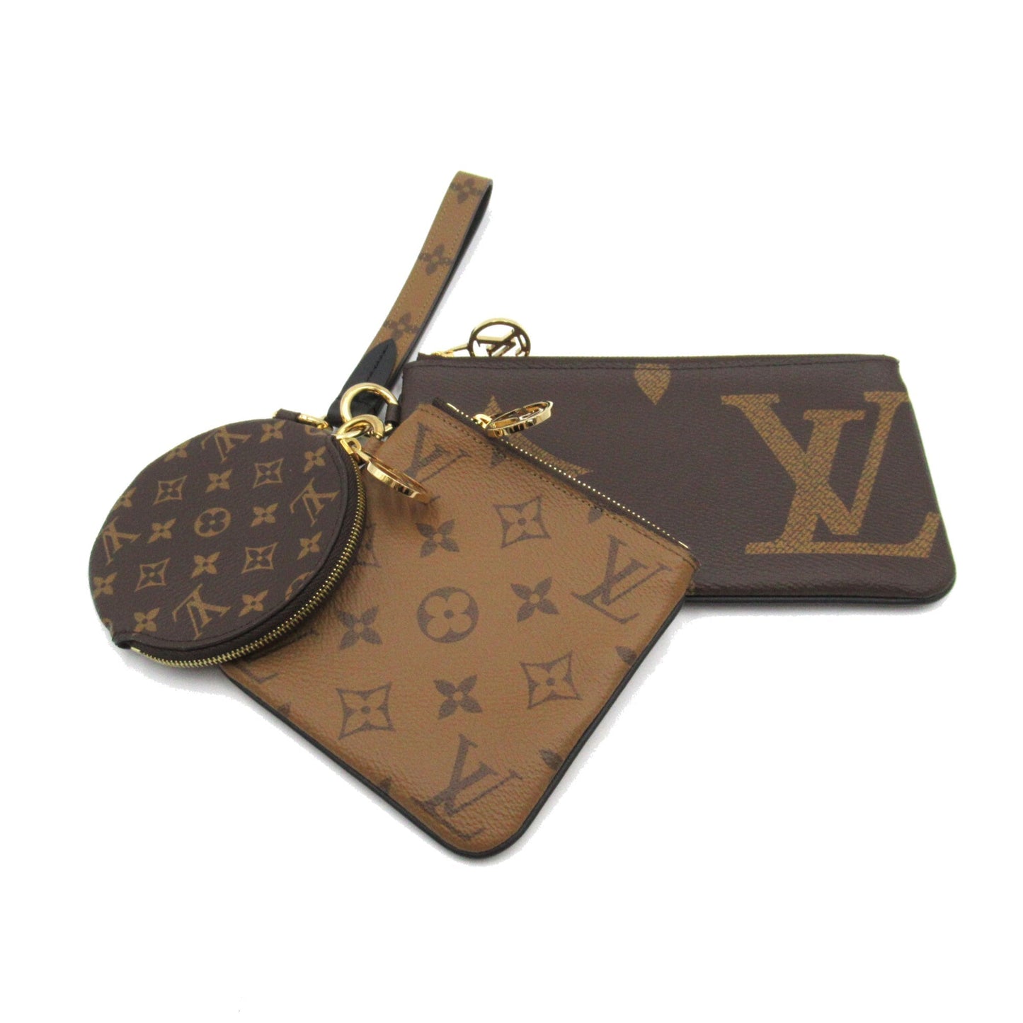 LOUIS VUITTON Pochette trio Brown Monogram / Giant Reverse PVC coated canvas M68756