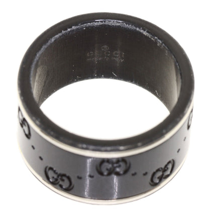 Gucci Icon Wide Black Corundum #12 Ring K18 White Gold Ladies GUCCI
