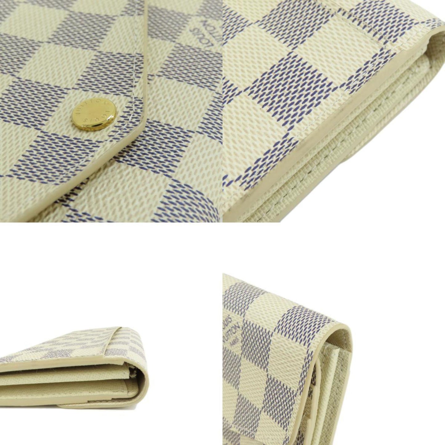 LOUIS VUITTON N63208 Portefeuille Sarah Damier Azur Long Wallet Canvas Women's