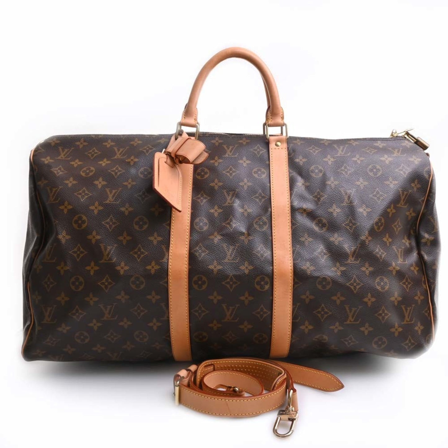 LOUIS VUITTON Monogram Keepall Bandouliere 55 Handbag Boston Bag M41414 Brown Women's