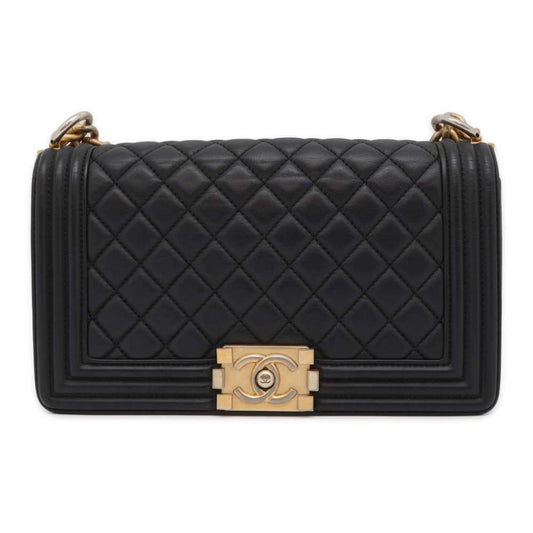 Chanel Chain Shoulder Bag Boy Lambskin Coco Mark A67086 CHANEL Black