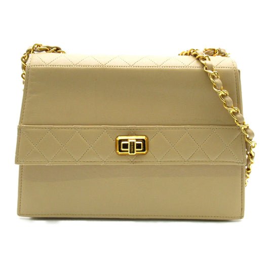 CHANEL ChainShoulder Bag Beige leather
