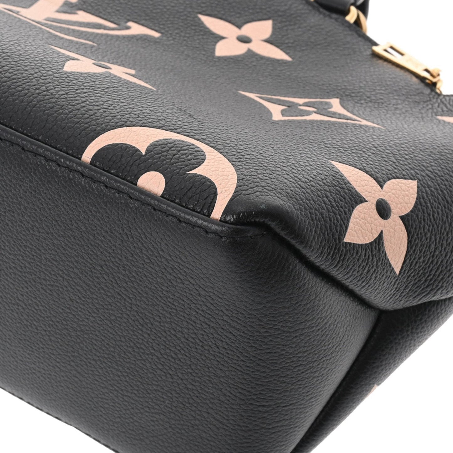 LOUIS VUITTON Monogram Implant Petit Palais PM Black Beige M58913 Women's Leather Bag