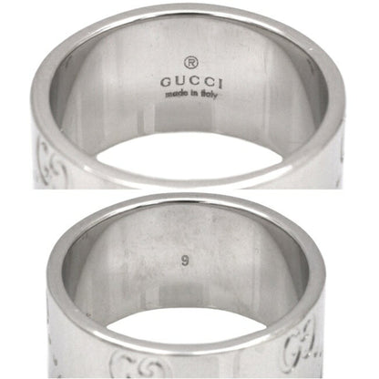 Gucci Icon Ring WG White Gold GG No. 8 # 750 K18 GUCCI 9mm Engraved Band Women's Men's Unisex Flat