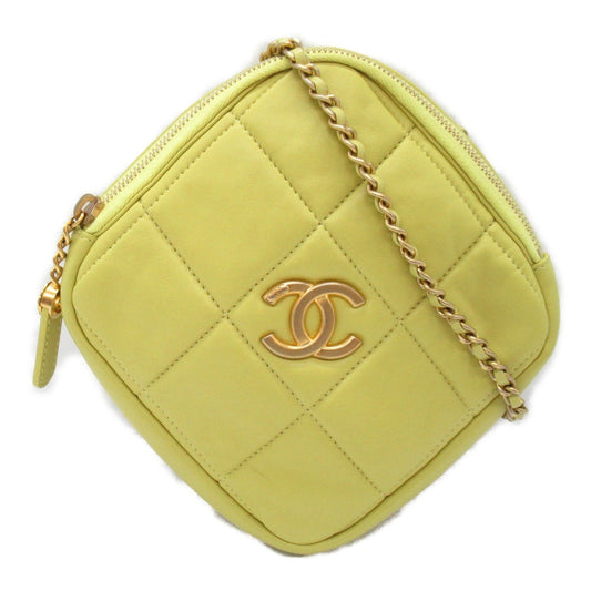 CHANEL Chain Shoulder Bag, Lambskin (Sheepskin), Women's, Yellow