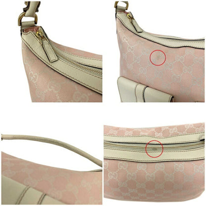 Gucci Bag Pink White Abbey 153025 Canvas Leather GUCCI Ladies GG
