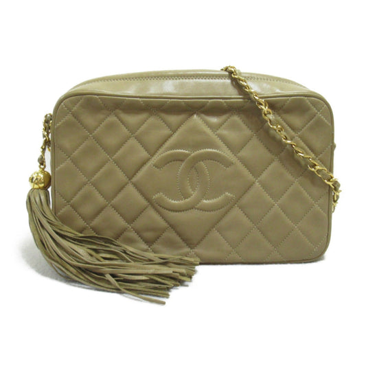 CHANEL ChainShoulder Bag with tassel Beige Lambskin (sheep leather)