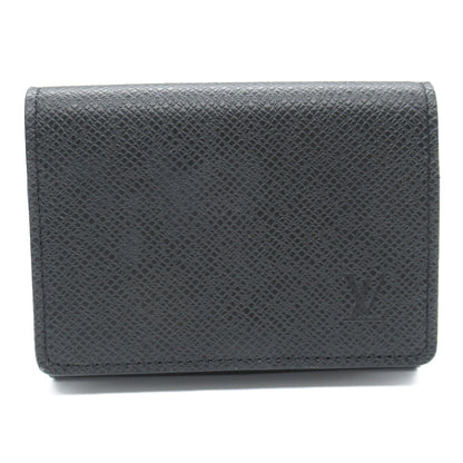 LOUIS VUITTON Anvelop Carte de Visit NM Black Black Taiga leather M64595