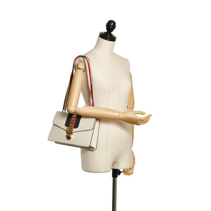 Gucci Sylvie Small Shoulder Bag 421882 White Red Navy Leather Ladies GUCCI