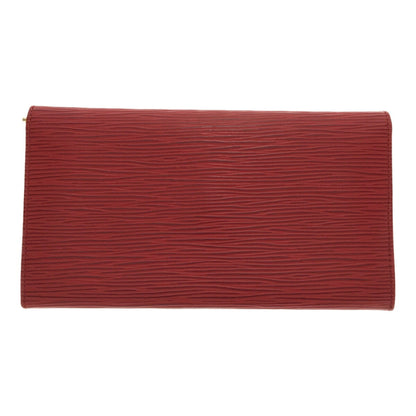 LOUIS VUITTON Pochette Porto Mone Credit M63577 Epi Leather Red Gold Metal Fittings Bifold Long Wallet Women's