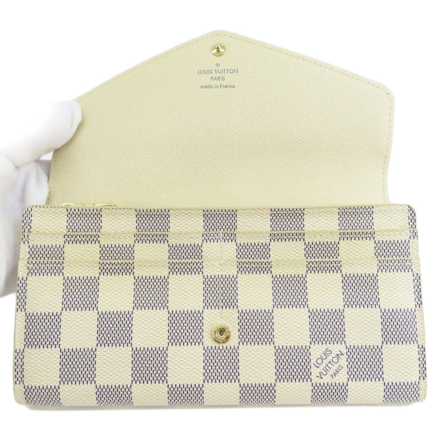LOUIS VUITTON N63208 Portefeuille Sarah Damier Azur Long Wallet Canvas Women's