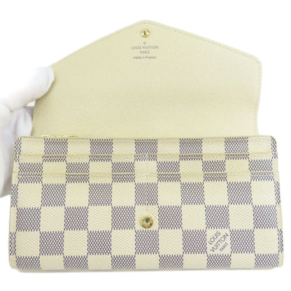 LOUIS VUITTON N63208 Portefeuille Sarah Damier Azur Long Wallet Canvas Women's