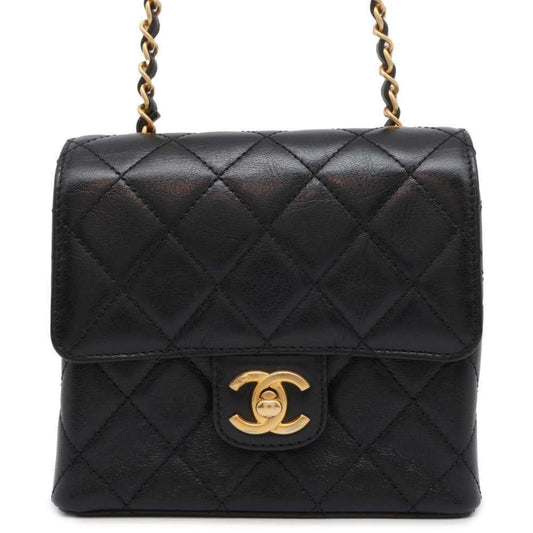 Chanel Chain Shoulder Bag Matelasse Coco Mark Calf Leather AS3648 CHANEL Black